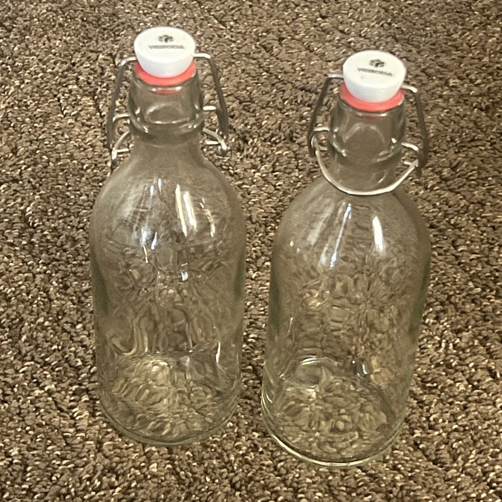 Fermentation bottles with reusable lids, 16 ounce each